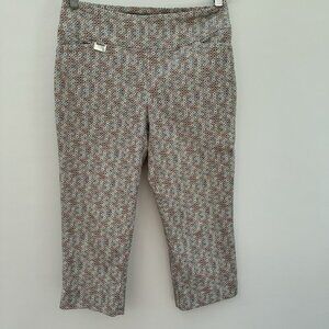 Lisette L Montreal Golf Pants Size 8 Cropped capri Mosaic Print Stretch Pull On